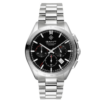 Ρολόι Gant Hammondsport G168003 χρονογράφος με ασημί ατσάλινο μπρασελέ και μαύρο καντράν διαμέτρου 44mm.